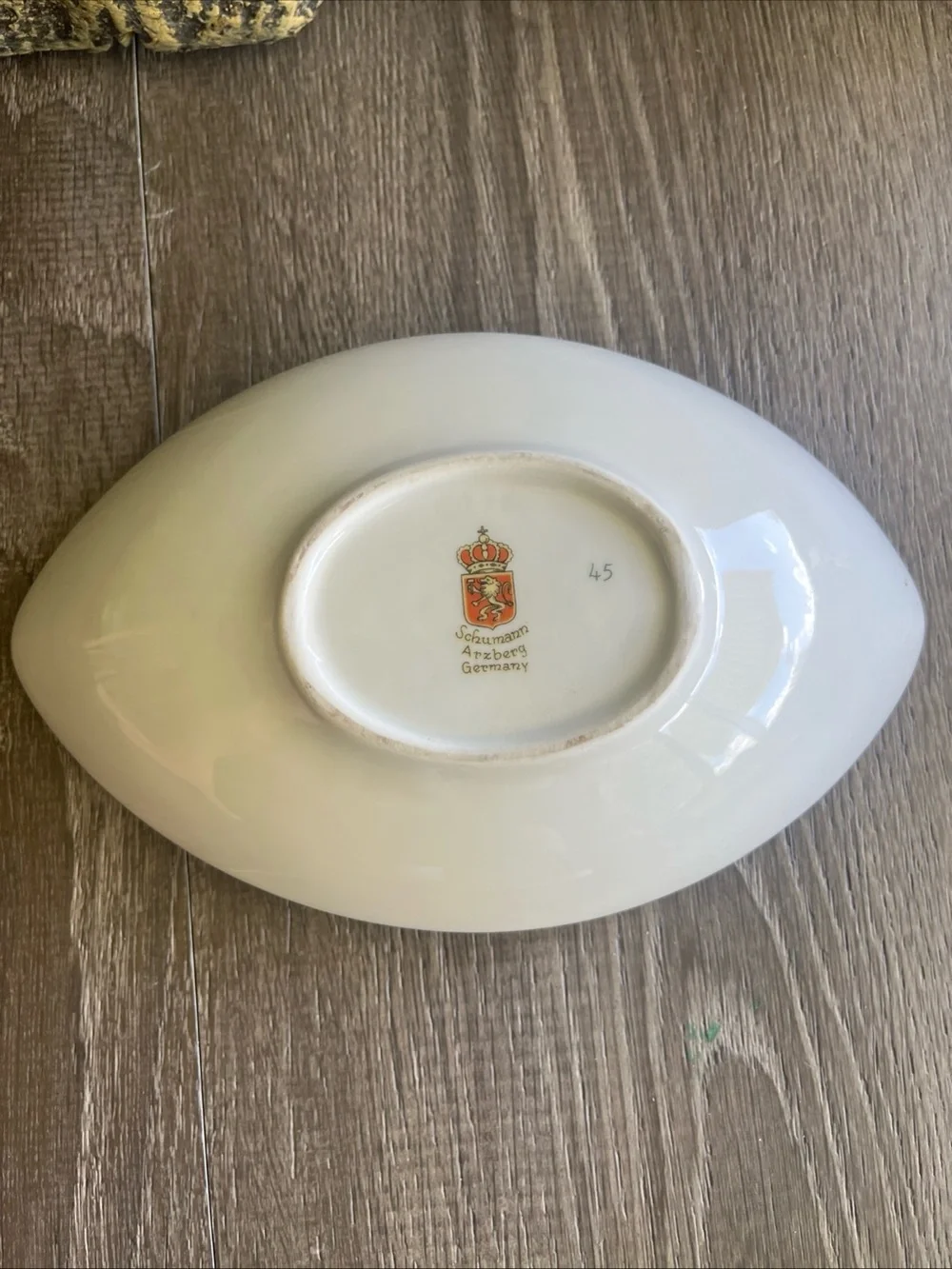 Schumann Arzberg porcelain Dish Pink & Green oval with gold trim